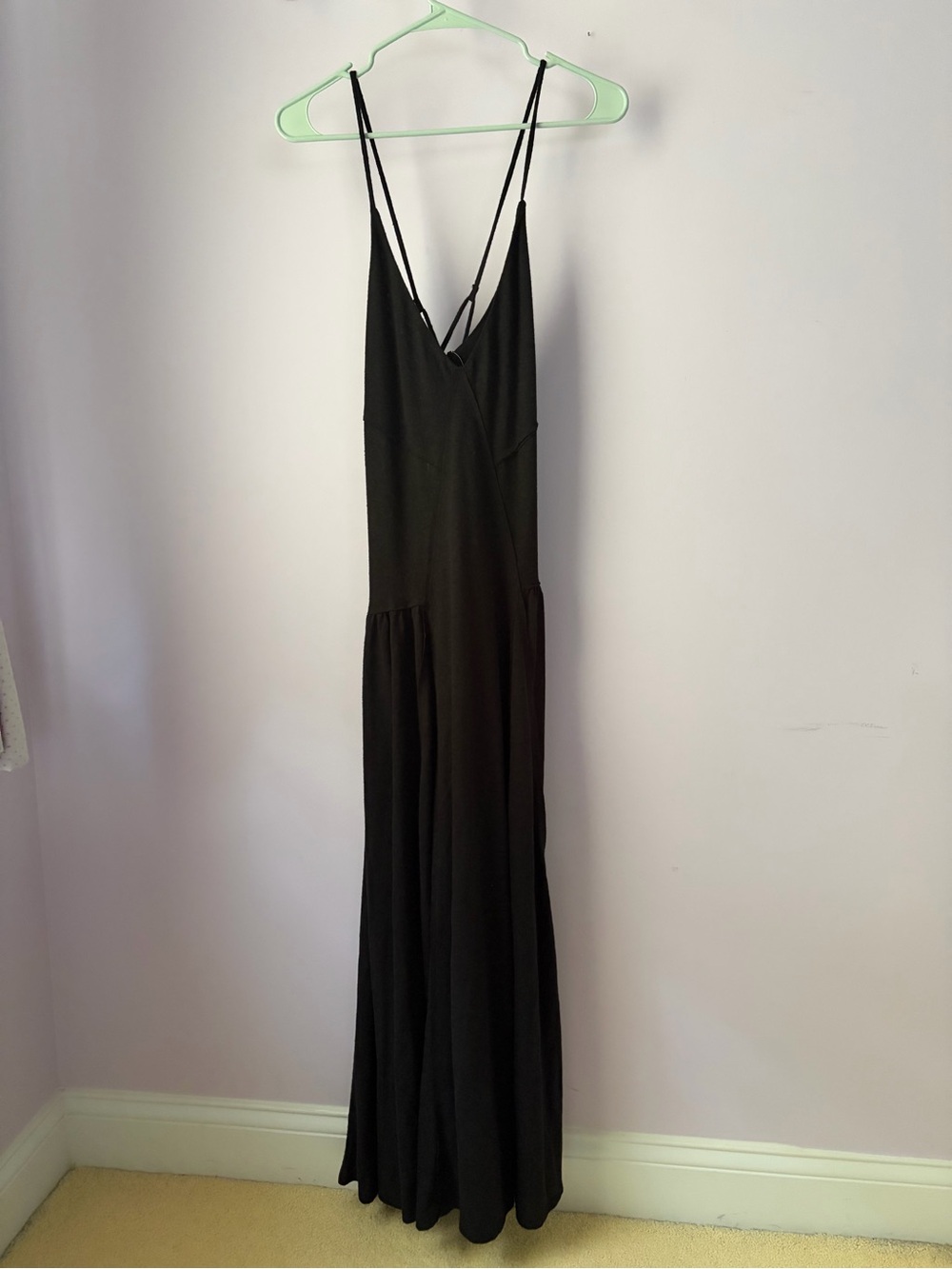 Free People Black Strappy V-Neck Maxi Dress